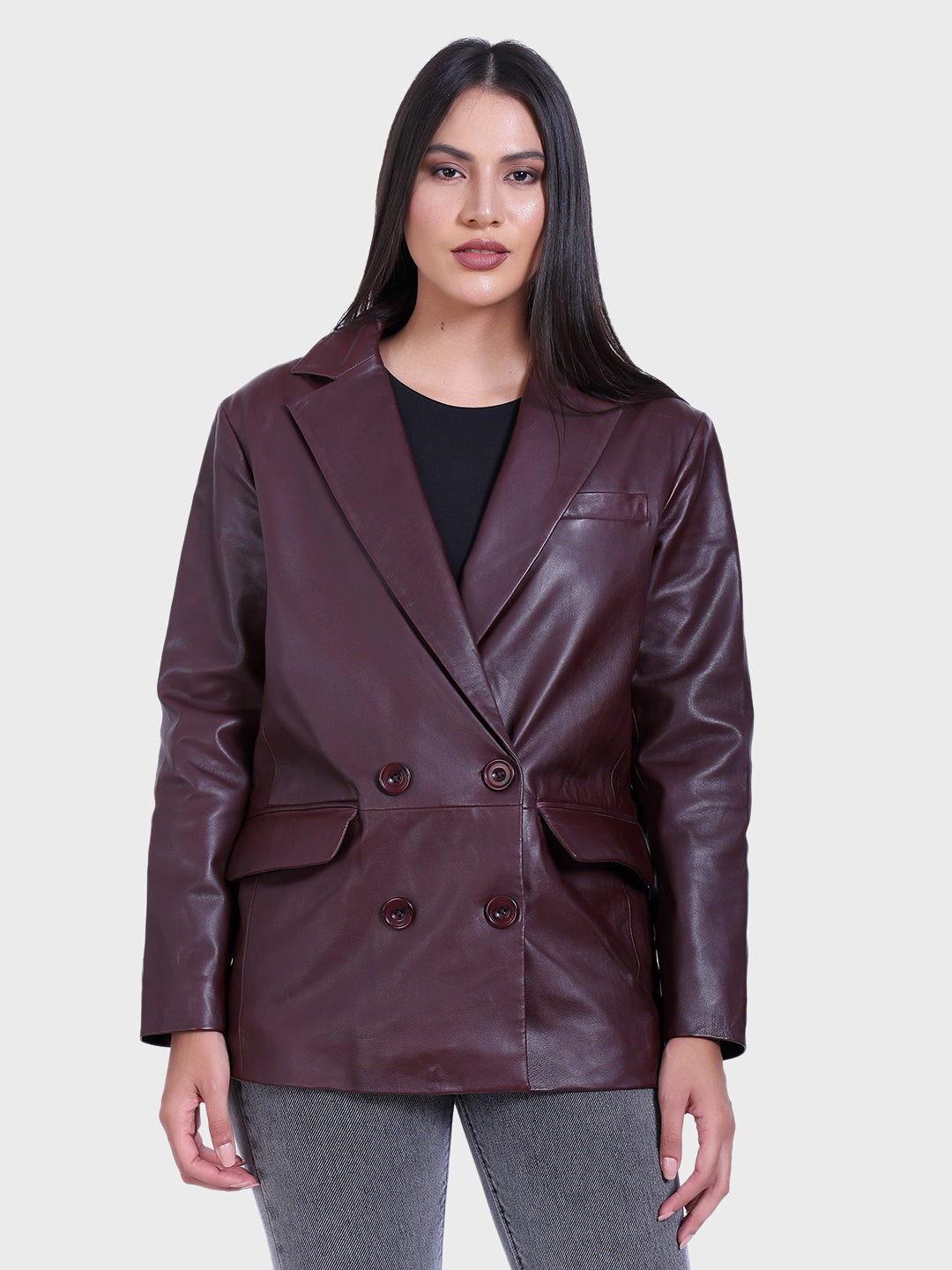 Justanned Chianti Flap Leather Jacket