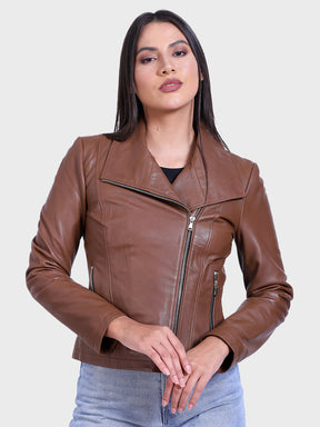 Justanned Hazel Natural Biker Leather Jacket
