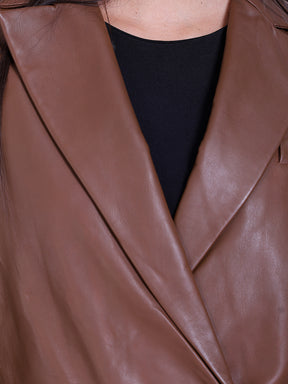 Justanned Pecan Flap Leather Blazer