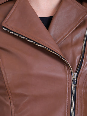 Justanned Hickory Biker Leather Jacket