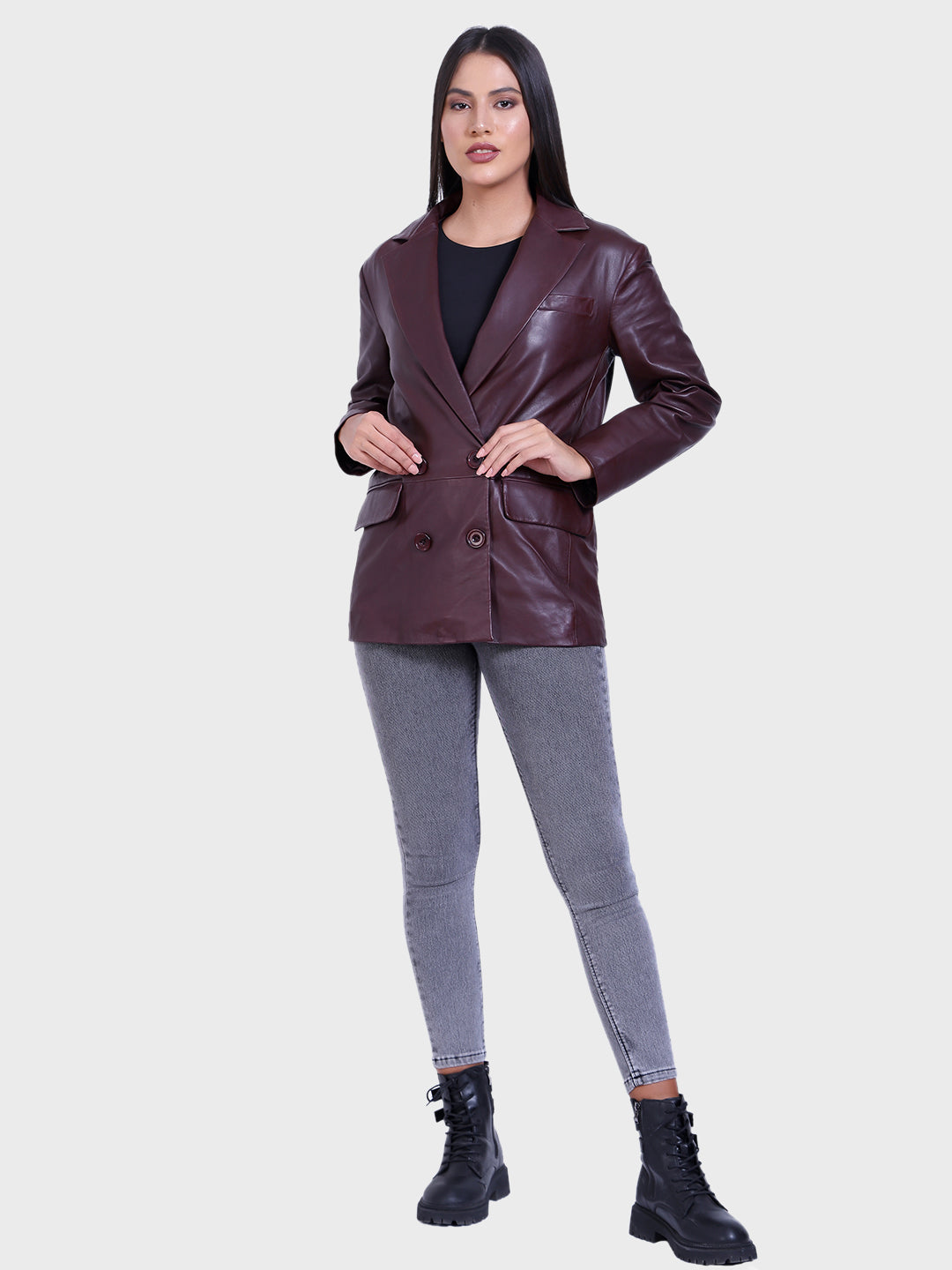 Justanned Chianti Flap Leather Jacket