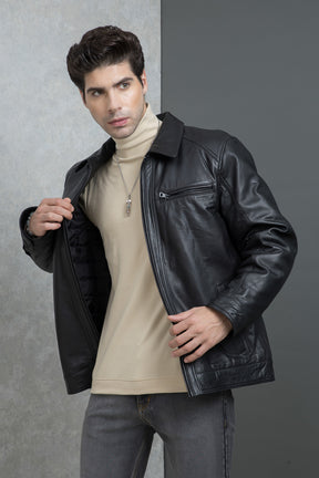 Justanned Black Moto Genuine Leather Jacket