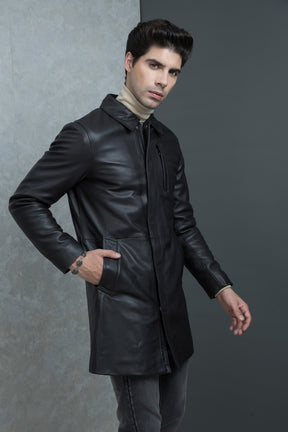 Justanned Leather Trench Coat