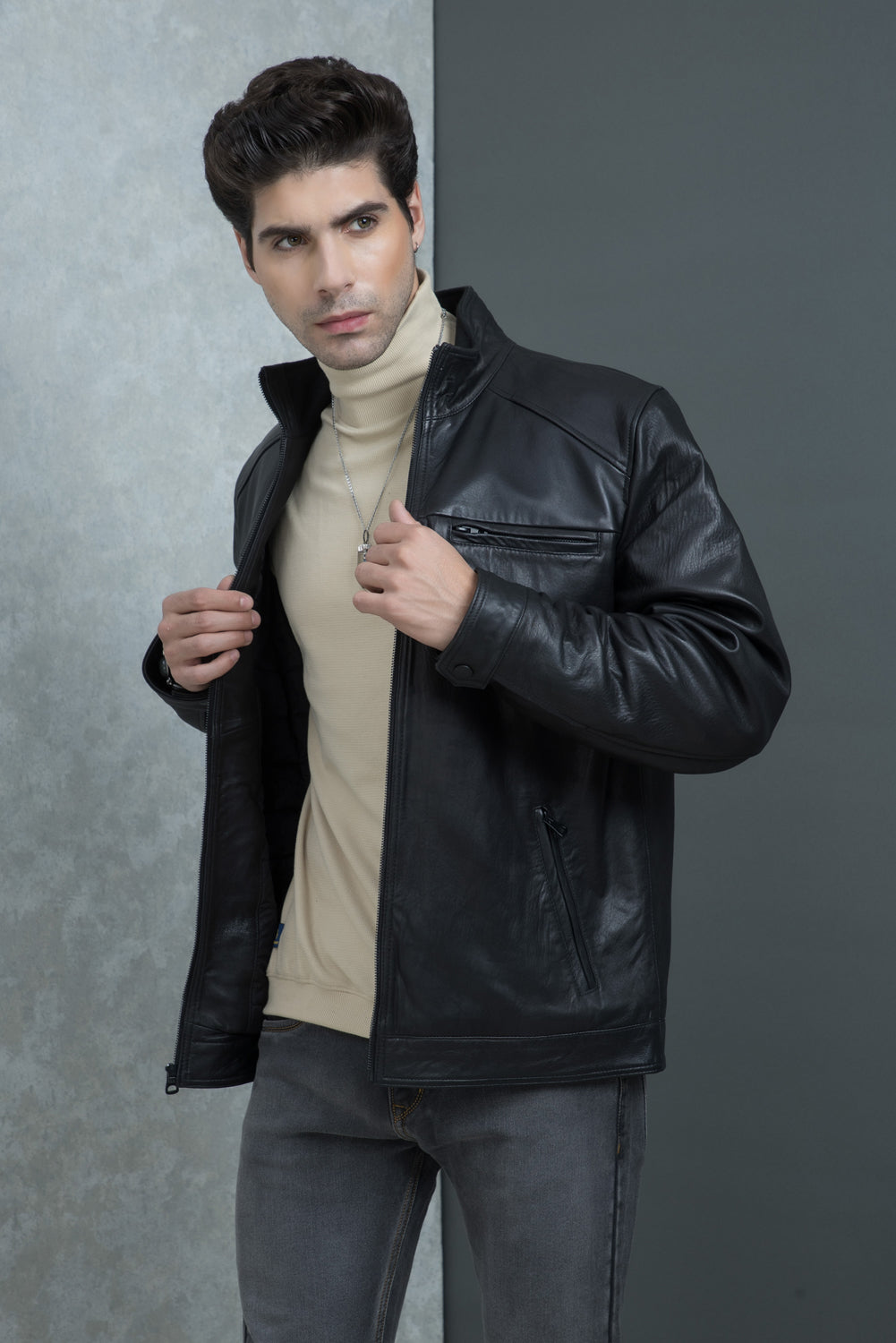 Justanned Smooth Leather Moto Jacket