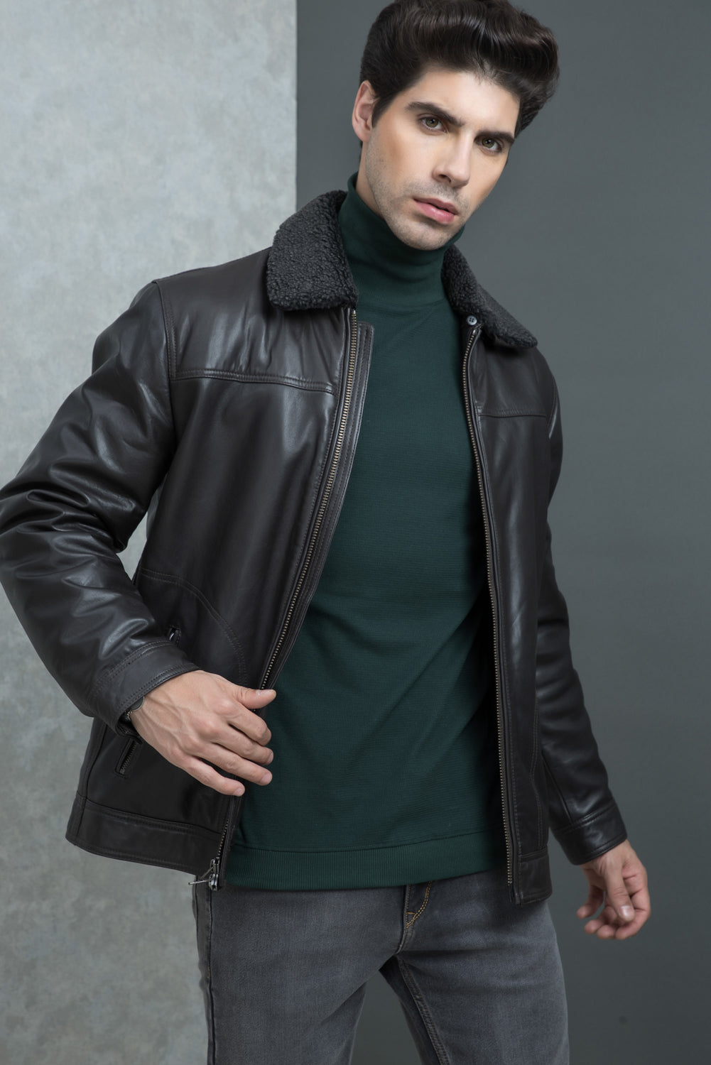 Justanned Faux Fur Leather Jacket