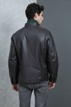 Justanned Band Collar Jacket