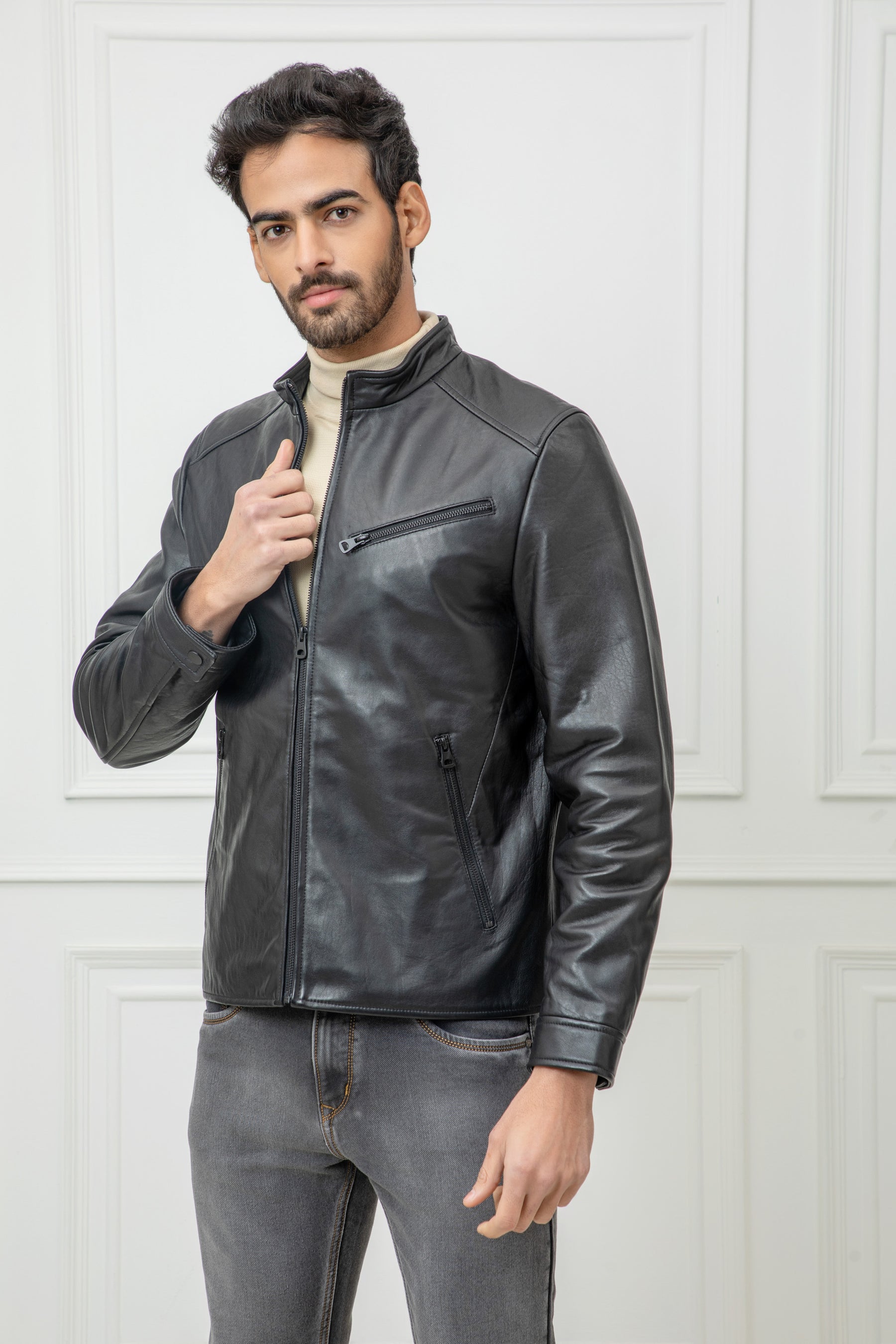 Justanned Genuine Leather Moto Jacket