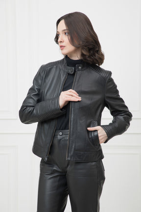 Justanned Quilted Wrist Leather Jacket